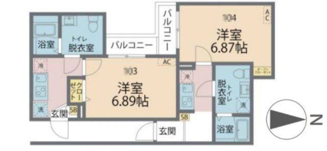 カインドネス海老名II(1K/3階)の間取り写真