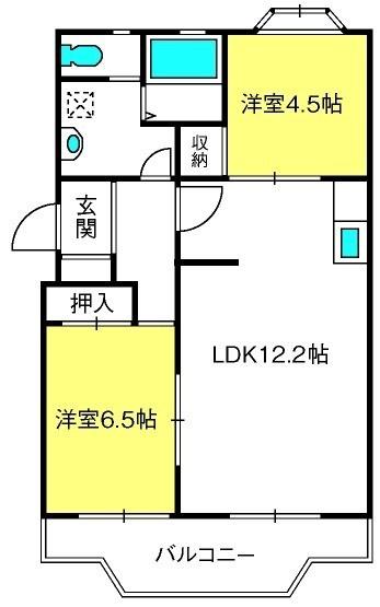 サンライフマンション(2LDK/3階)の間取り写真