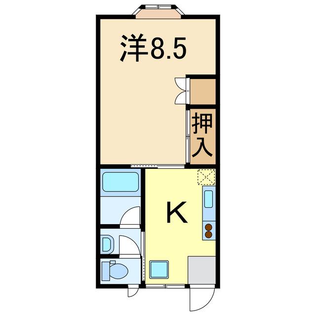 クレディ(1K/2階)の間取り写真