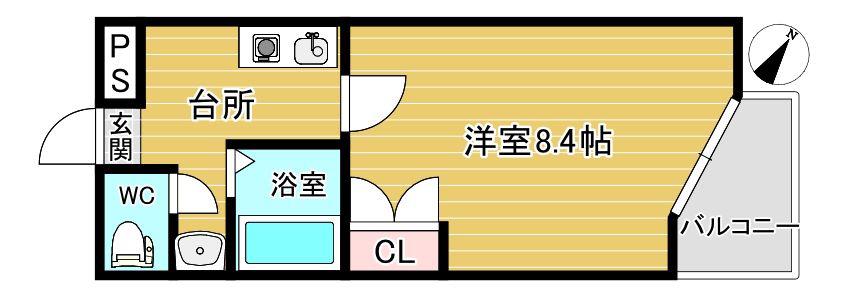 リリーフ薬院(1K/4階)の間取り写真