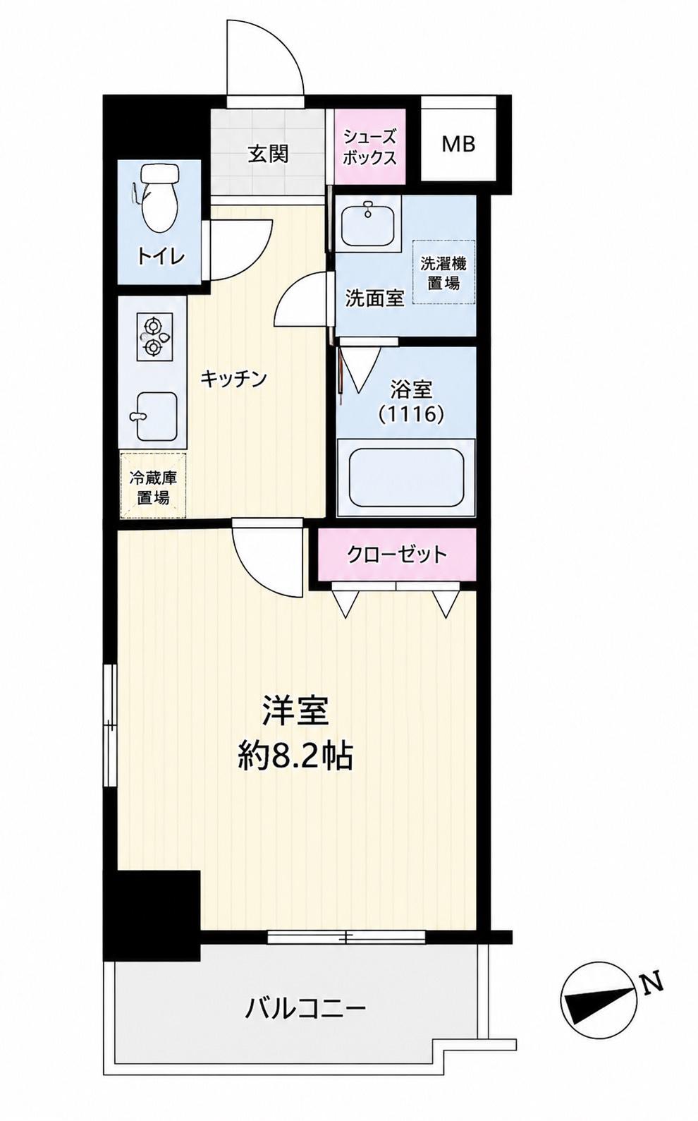 レジデンス上町台(1K/7階)の間取り写真