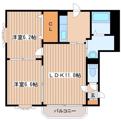 ニュー・エコライフ宮の沢(2LDK/3階)の間取り写真