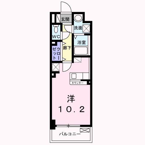 エバーハイム畝傍(ワンルーム/2階)の間取り写真
