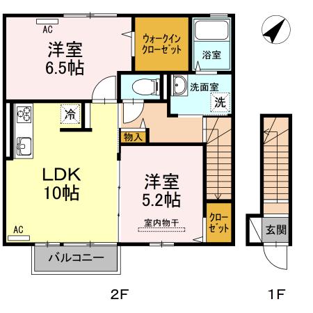 グランシャリオ(2LDK/2階)の間取り写真