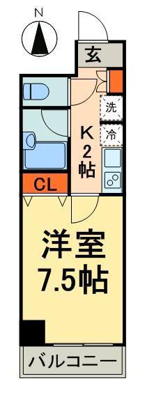 エルフラット入谷(1K/6階)の間取り写真