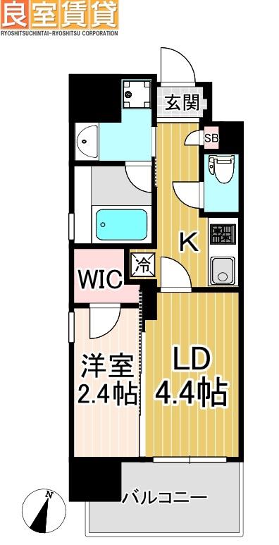 シーズンフラッツ矢場(2K/8階)の間取り写真