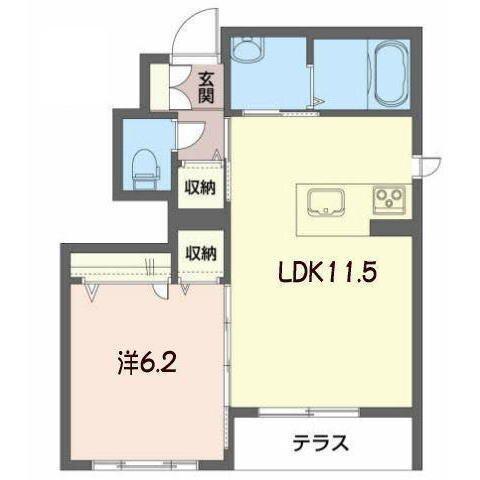 ブルージュ(1LDK/1階)の間取り写真