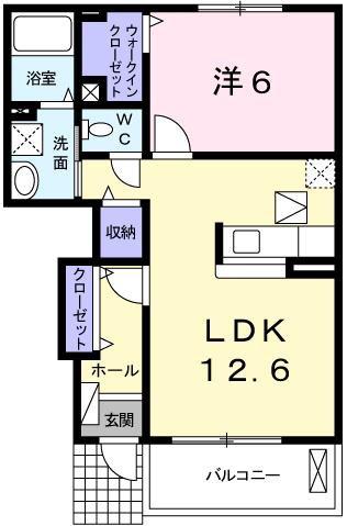 フェリア糸井 C棟(1LDK/1階)の間取り写真