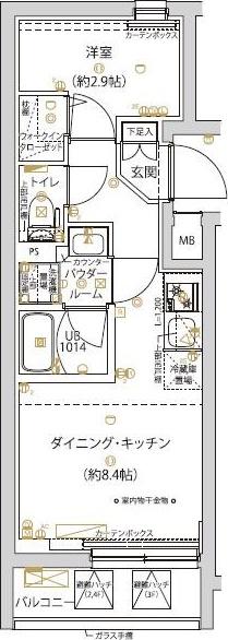 SPコート千川(1DK/4階)の間取り写真