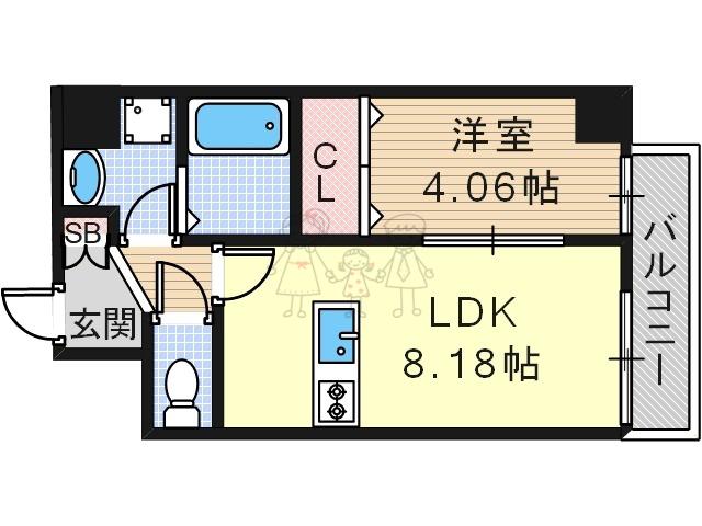 アクセル・カクエイ(1LDK/8階)の間取り写真