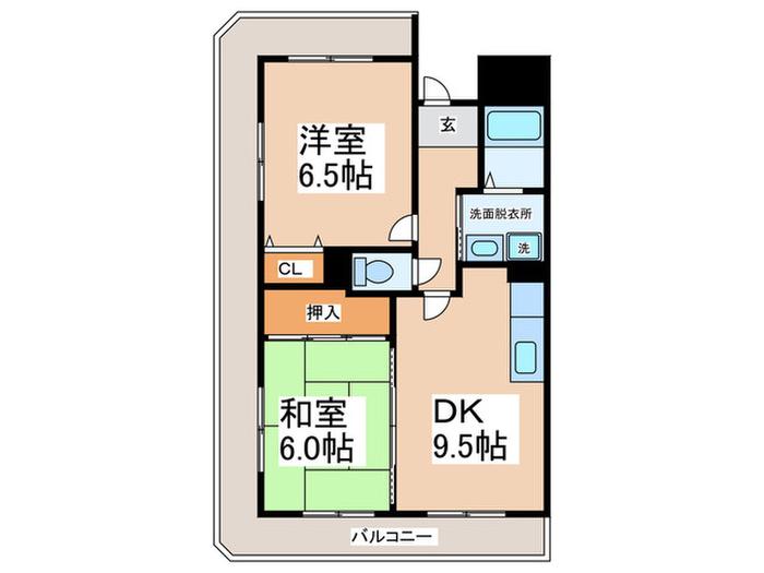 ODEONII(2DK/4階)の間取り写真