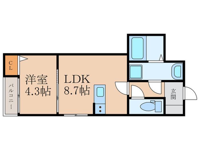 アプリーレ若松(1LDK/1階)の間取り写真