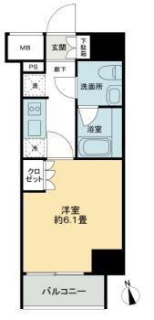 KDA GOTENYAMA(1K/5階)の間取り写真