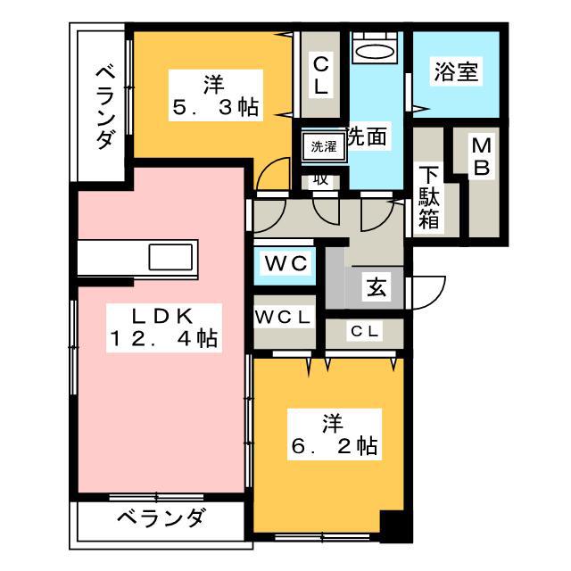 LALBA DI SECOND(2LDK/5階)の間取り写真