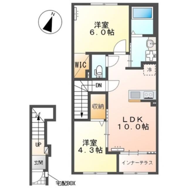 サンプレスII(2LDK/2階)の間取り写真