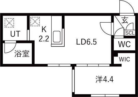 FLAP福住 月寒東1-11MS A棟(1LDK/2階)の間取り写真