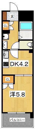 パノラマ南鴨宮(1DK/4階)の間取り写真