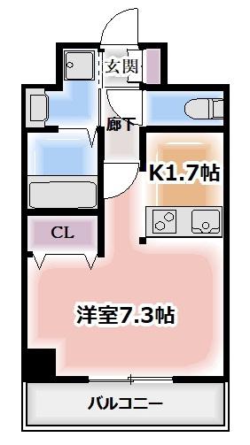 プレサンス久屋大通公園サウス(1K/6階)の間取り写真