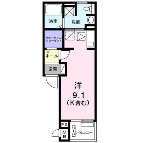 スペリオール門真南(ワンルーム/1階)の間取り写真