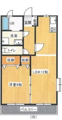サニーコートK(1LDK/3階)の間取り写真