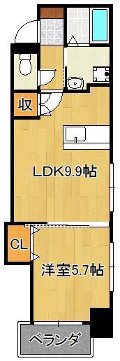 LE GRAND BLEU TROIS(1LDK/2階)の間取り写真