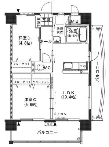 ステーションヒルズ(2LDK/7階)の間取り写真