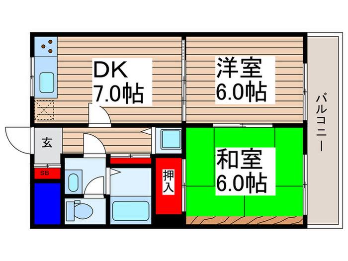 ユアーズふじみ野(2DK/4階)の間取り写真