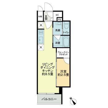 ザ・ライオンズフォーシア今池(1LDK/13階)の間取り写真