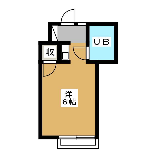 荻原ハイツ(ワンルーム/1階)の間取り写真