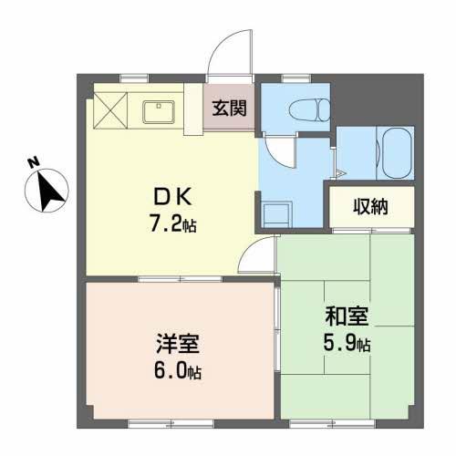 マンションTEZUKA(2DK/1階)の間取り写真