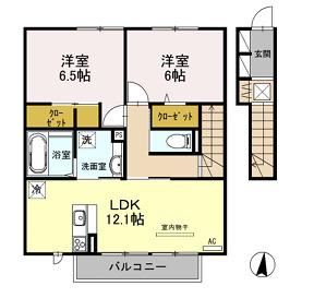 ルメート若葉II(2LDK/1階)の間取り写真