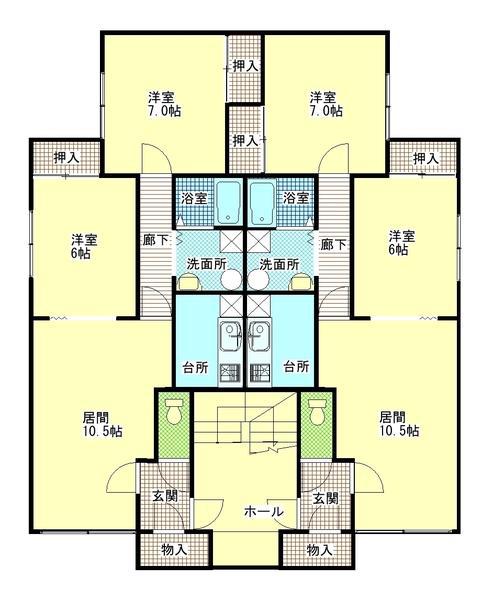 イースト410 A(2LDK/1階)の間取り写真