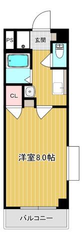 ルナ国体町(1K/3階)の間取り写真
