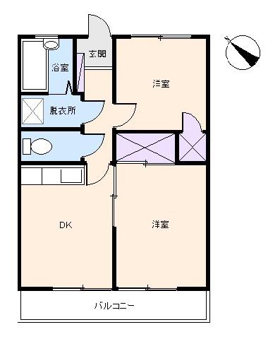 ピニエール下田(2DK/1階)の間取り写真
