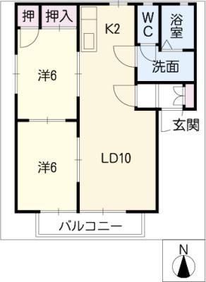 クランヴェール(2LDK/1階)の間取り写真