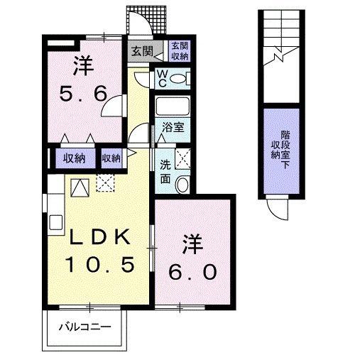 ラ・カスカータ(2LDK/1階)の間取り写真
