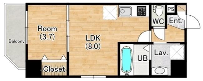 ジーグランデ九条(1LDK/2階)の間取り写真