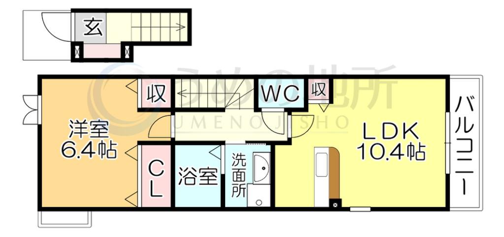 カザミラ(1LDK/2階)の間取り写真