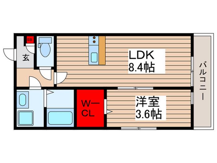 松戸市新松戸北1丁目I(1LDK/1階)の間取り写真