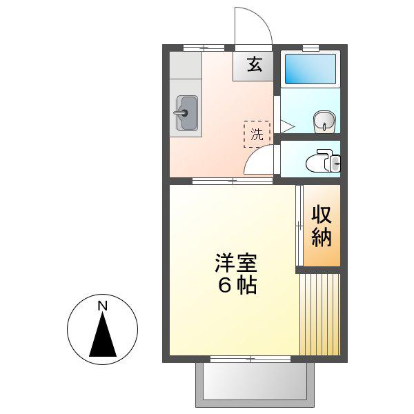 コーポ吉備路B棟(1K/2階)の間取り写真