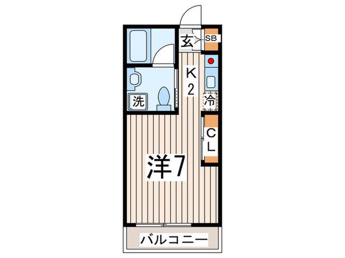 クレセント(1K/2階)の間取り写真