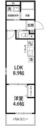 FELIZ CORUT日根野(1LDK/1階)の間取り写真