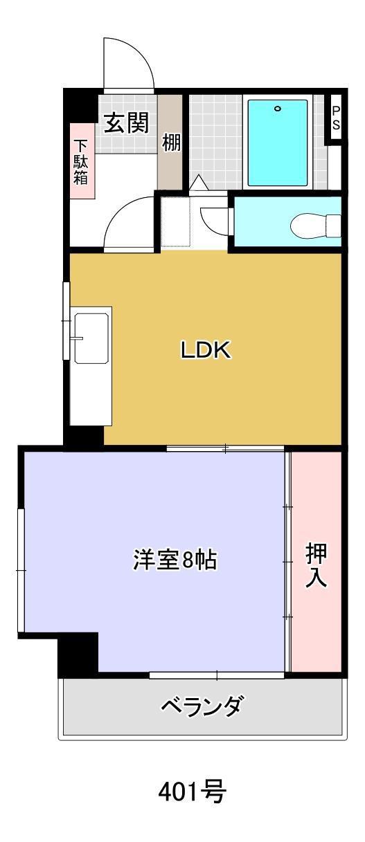 416 新晃ビル(1LDK/4階)の間取り写真