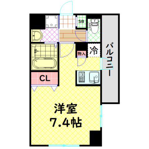 エスライズ難波(ワンルーム/1階)の間取り写真