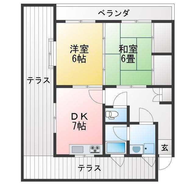アスコート(2DK/1階)の間取り写真