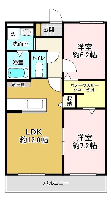YAMAIWA (2LDK/1階)の間取り写真
