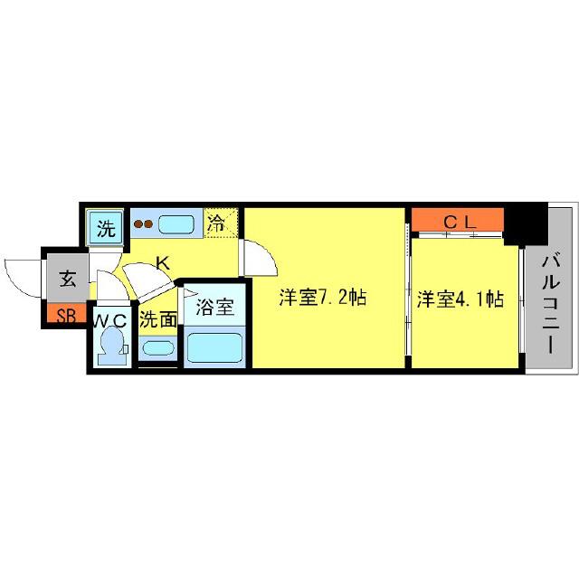 SERENITE本町エコート(1LDK/8階)の間取り写真