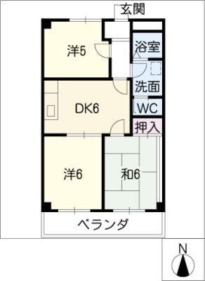 グリーンハイツ杉山(3DK/3階)の間取り写真
