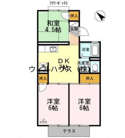 エミネントセジュールB棟(3DK/2階)の間取り写真