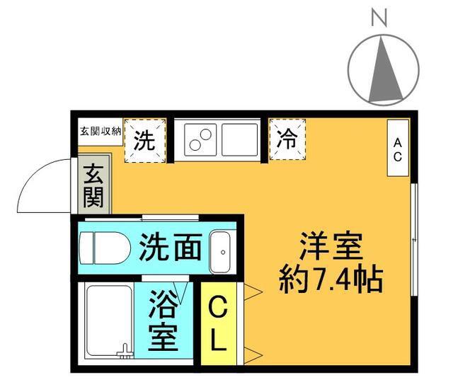 VENUS RESIDENCE三ッ沢上町(ワンルーム/1階)の間取り写真